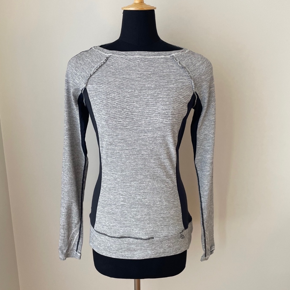 Lululemon Boat Neck Long Sleeve Stripe Top